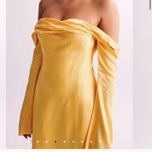 Meshki off shoulder satin mini dress